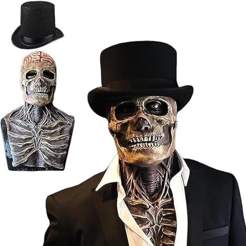 Shalwinn Halloween Totenkopf Maske Gruselig Vollkopf Skelett Maske mit Beweglichem Kiefer, Horror Halloween Kostüm Deko für Herren Damen Halloween Party Rollenspiele von Shalwinn