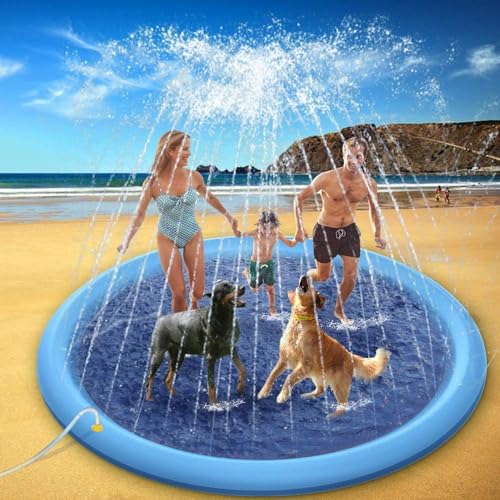 Hunde-Sprinkler-Pad, Wassersprühmatte, Kleinkind-Spritzpad, Sprinkler for Hunde und Kinder, rutschfeste Haustier-Spritzmatte, Spritz-Sprinkler-Pad ( Size : 100 cm ) von Shamdrea