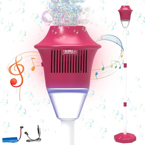 Seifenblasenmacher mit Lichtern, Musik, Straßenlaterne, Seifenblasenmaschine, Standturm im Freien mit Ton, mit Lichtern, tragbare LED-Sprudelmaschine (Color : Red) von Shamdrea
