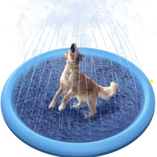 Shamdrea Hundesprinkler-Pad, Kleinkind-Spritzpad, Sprinkler for Hunde und Kinder, Wassersprühmatte, Hundedusche, Pool, bissfest, langlebig (Size : 100 cm) von Shamdrea