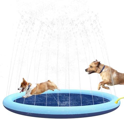 Shamdrea Sprinkler for Hunde und Kinder, Wassersprühmatte, Hunde-Sprinkler-Pad, Kleinkind-Spritzpad, aufblasbares Spritz-Sprinkler-Pad, rutschfest, Kratzfest (Size : 100 cm) von Shamdrea