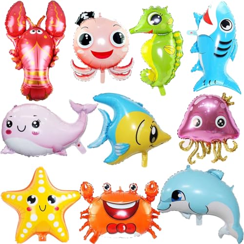 10 Meeresballons,luftballons unterwasserwelt,Unterwasser-Party-Dekorationen, Baby-Hai-Luftballons und Fisch-Luftballons für Kindergeburtstags-Dekorationen, Baby-Party-Dusche-Zubehör 10 Meeresballons,luftballons unterwasserwelt,Unterwasser-Party-Dekorationen, Baby-Hai-Luftballons und Fisch-Luftballons für Kindergeburtstags-Dekorationen, Baby-Party-Dusche-Zubehör von Shamoparty