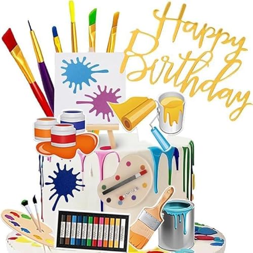 121 Stück Kunst Geburtstagstorte Dekorationen, Kindergeburtstag Tortendekorationen einschließlich Kunst Malerei Tortendekorationen, Kindergeburtstag Pinsel Farbeimer 121 Stück Kunst Geburtstagstorte Dekorationen, Kindergeburtstag Tortendekorationen einschließlich Kunst Malerei Tortendekorationen, Kindergeburtstag Pinsel Farbeimer von Shamoparty
