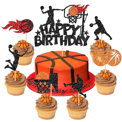 13Stk Basketball Geburtstagstorte Dekorationen, Basketball Themed Party Dekoration Zubehör, Jungen und Mädchen Cupcake Dekorationen 13Stk Basketball Geburtstagstorte Dekorationen, Basketball Themed Party Dekoration Zubehör, Jungen und Mädchen Cupcake Dekorationen von Shamoparty