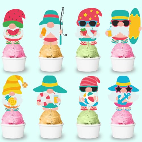 16Stk Gnome Geburtstag Kuchen Topper, Eis Dessert Kuchen Topper, Hawaiian Party Supplies, Sommer Supplies, Baby Shower von Shamoparty