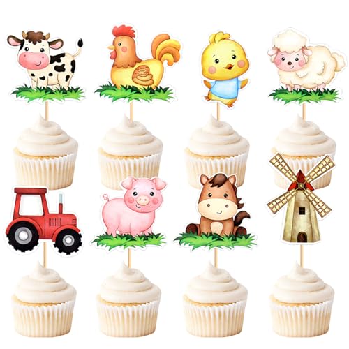 17Stk Bauernhof Tier Kuchen Dekorationsartikel, Bauernhof Thema Party, Tier Cupcake, Baby Dusche, Kinder Geburtstag Kuchen Dekorationsartikel, Rinder Huhn Schafe Schweine Pferde Dekoration von Shamoparty