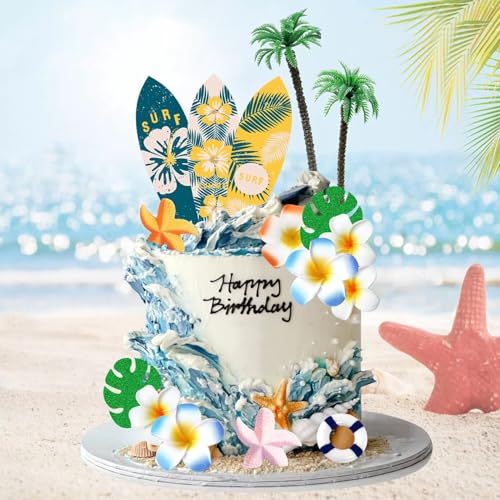 20Stk Surf Kuchen Dekorationen, Sommer Strand Geburtstag Kuchen Dekorationen, Surfbrett Blume Kokosnuss Baum Turtleback Blatt Schwimmbad Party Dekoration Zubehör, Hawaiian Party Dekorationen 20Stk Surf Kuchen Dekorationen, Sommer Strand Geburtstag Kuchen Dekorationen, Surfbrett Blume Kokosnuss Baum Turtleback Blatt Schwimmbad Party Dekoration Zubehör, Hawaiian Party Dekorationen von Shamoparty