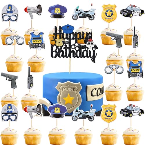 21Stk Polizei Kuchen Toppers, Polizei Geburtstag Kuchen Toppers, Polizei Party Dekoration Zubehör, Polizei Party Jungen Geburtstag Party Dekorationen Baby Kuchen Toppers, Polizei Cupcake Toppers 21Stk Polizei Kuchen Toppers, Polizei Geburtstag Kuchen Toppers, Polizei Party Dekoration Zubehör, Polizei Party Jungen Geburtstag Party Dekorationen Baby Kuchen Toppers, Polizei Cupcake Toppers von Shamoparty