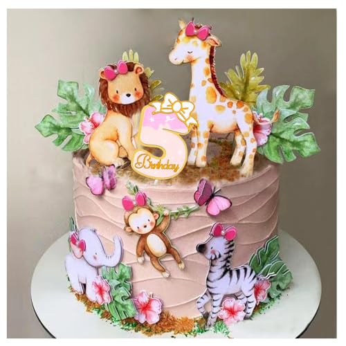 22Stk Tortendeko Kinder 5 Jahren, Geburtstag Cake Topper Zoo Wald Tiere Kuchendeko, Happy Birthday Safari Dschungel, Torten Deko für 5 Jahr Mädchen Junge 22Stk Tortendeko Kinder 5 Jahren, Geburtstag Cake Topper Zoo Wald Tiere Kuchendeko, Happy Birthday Safari Dschungel, Torten Deko für 5 Jahr Mädchen Junge von Shamoparty