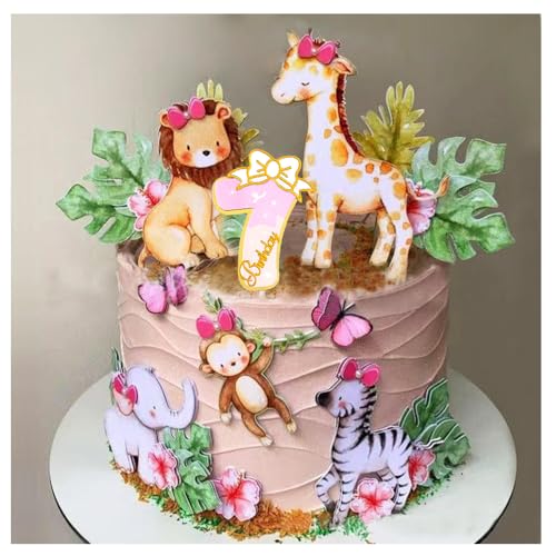 22Stk Tortendeko Kinder 7 Jahren, Geburtstag Cake Topper Zoo Wald Tiere Kuchendeko, Happy Birthday Safari Dschungel, Torten Deko für 7 Jahr Mädchen Junge 22Stk Tortendeko Kinder 7 Jahren, Geburtstag Cake Topper Zoo Wald Tiere Kuchendeko, Happy Birthday Safari Dschungel, Torten Deko für 7 Jahr Mädchen Junge von Shamoparty