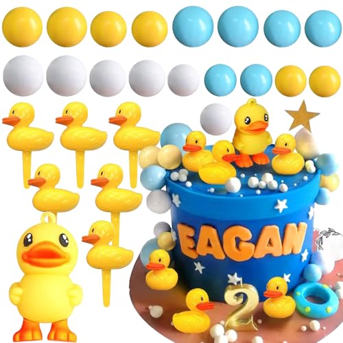 25Stk Ente Kuchen Topper, gelbe Ente Geburtstag Kuchen Topper, Sommer Party Zubehör, Baby Dusche, Geburtstag Partygeschenke für Jungen und Mädchen von Shamoparty
