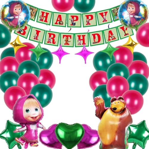 41Stk Geburtstags Dekorationen, Party Supplies, Geburtstag Dekoration Set,Mascha und Der Bär Folienballon,Mascha und der Bär Geburtstag Deko, Kinder Partyballon,Aluminiumfolienballons 41Stk Geburtstags Dekorationen, Party Supplies, Geburtstag Dekoration Set,Mascha und Der Bär Folienballon,Mascha und der Bär Geburtstag Deko, Kinder Partyballon,Aluminiumfolienballons von Shamoparty