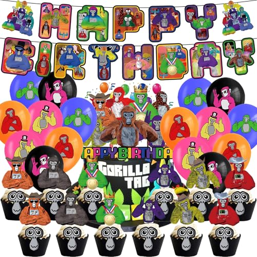 42Stk Gorilla Geburtstag Party Dekorationen, Gorilla Thema Party Dekoration liefert, Gorilla Spiel Party Zubehör, Cupcake Toppers, Gorilla Kuchen Dekorationen, Ballons, Banner 42Stk Gorilla Geburtstag Party Dekorationen, Gorilla Thema Party Dekoration liefert, Gorilla Spiel Party Zubehör, Cupcake Toppers, Gorilla Kuchen Dekorationen, Ballons, Banner von Shamoparty