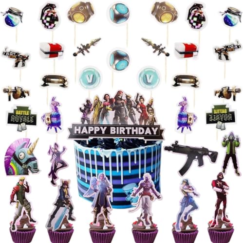 35Stk Geburtstag Tortendeko Fortni Happy Birthday Cake Topper für Video Game Enthusiasts Alter Junge und Mädchen 35Stk Geburtstag Tortendeko Fortni Happy Birthday Cake Topper für Video Game Enthusiasts Alter Junge und Mädchen von Shamoparty
