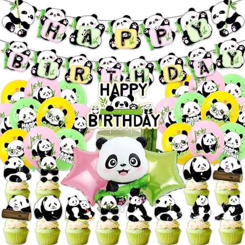 39Stk Panda Party Dekoration Kit, Panda Kuchen Dekoration Banner Ballon, Kinder Geburtstag Party Artikel, Cupcake, süße Cartoon Themen Artikel von Shamoparty