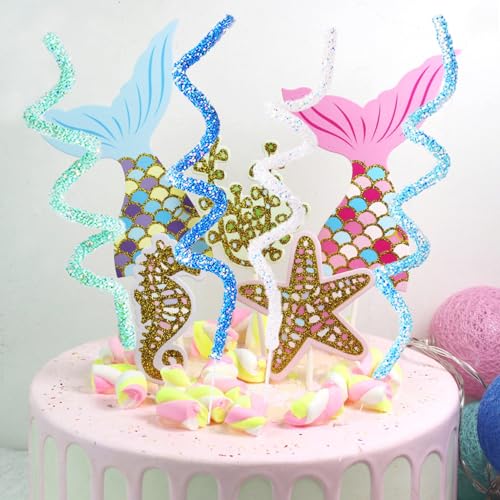 9 Stücke Tortendeko Unterwasserwelt,Glitzernde Meereselemente, Wasserpflanzen, Fischschwanzdekoration,kuchendeko Mermaid Geburtstag,Topper für Sea Party 9 Stücke Tortendeko Unterwasserwelt,Glitzernde Meereselemente, Wasserpflanzen, Fischschwanzdekoration,kuchendeko Mermaid Geburtstag,Topper für Sea Party von Shamoparty