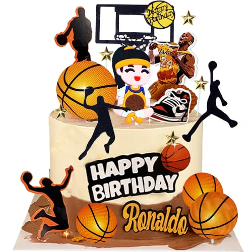 Basketball-Kuchendekoration, 19 Stück, Basketball-Motiv, Kuchendekoration für Basketball-begeistertes Mädchen, Basketball, Geburtstagsparty-Zubehör Basketball-Kuchendekoration, 19 Stück, Basketball-Motiv, Kuchendekoration für Basketball-begeistertes Mädchen, Basketball, Geburtstagsparty-Zubehör von Shamoparty