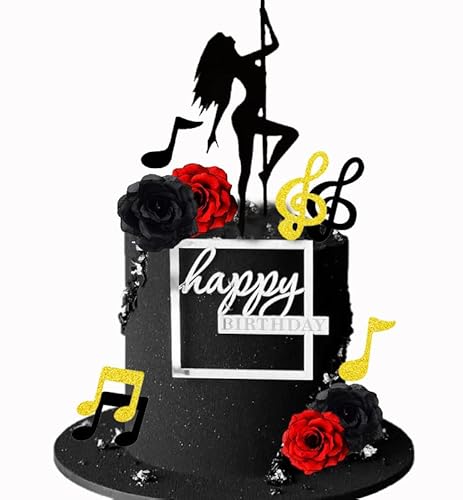 Dancing Goddess Cake Topper,Lady-Rose Cake Decoration,Glitzer-Music Note-Cupcake-Topper,Fashion Girl-Kuchentopper ，Premium Mädchen Geburtstag Dekoration Zubehör von Shamoparty