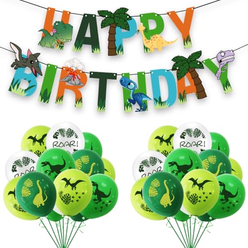 HAPPY BIRTHDAY Dekoration für Kinder, Dino-Ballon, 33 Stück für Geburtstagsfeier, dekorierter süßer Dinosaurier, Dinosaurier Geburtstag Banner HAPPY BIRTHDAY Dekoration für Kinder, Dino-Ballon, 33 Stück für Geburtstagsfeier, dekorierter süßer Dinosaurier, Dinosaurier Geburtstag Banner von Shamoparty