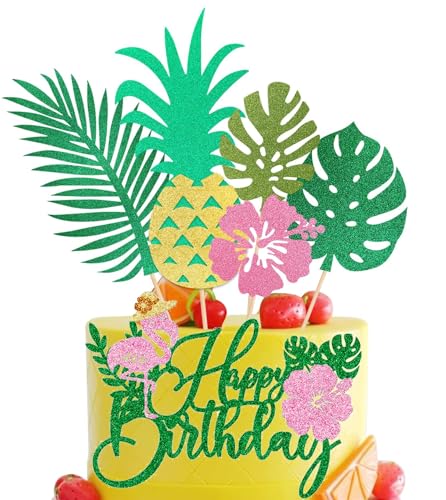 Tropen Pflanze Tortendekoration, Aloha Flamingo Ananas Happy Birthday Cake Topper Geburtstag für Hawaii Dekoration Tropical Luau Sommer Strand Party Kuchen Dekoration Geburtstagskuchen Dekoration Tropen Pflanze Tortendekoration, Aloha Flamingo Ananas Happy Birthday Cake Topper Geburtstag für Hawaii Dekoration Tropical Luau Sommer Strand Party Kuchen Dekoration Geburtstagskuchen Dekoration von Shamoparty