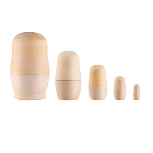 Russische Matroschka-Puppen,5 PCS Russische Holzpuppen Unbemalte Russische Puppen Matroschka-Puppen Handgefertigt in Russland Matroschka Rohling Holz Babushka Puppe von ShanBye