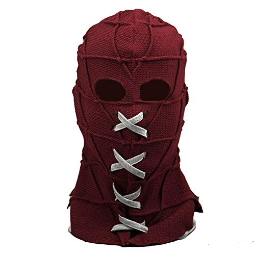 Shancon BrightBurn Cosplay Maske Gestrickt Gruselig Rot Atmungsaktiv Ganzkopf Kapuze Zubehör Requisiten Halloween Verstellbar von Shancon