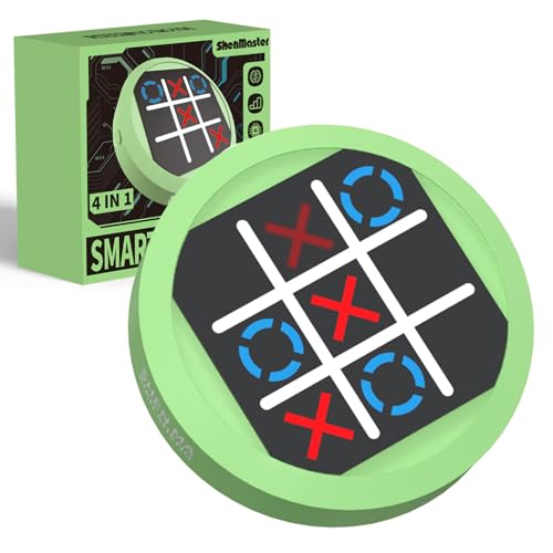 4-in-1 Tic Tac Toe Elektronisches Spiel, Handheld-Puzzlespiel, Tragbare Reisespiele für Kinder und Erwachsene ab 3 Jahren, Brettspiele, Geschenkidee für Gehirntraining und Gedächtnisentwicklung (Grün) von Shantou Luxiaoyu Toys Industrial Co., Ltd.