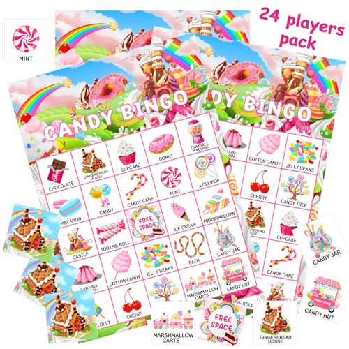 Shappy Süßigkeiten-Bingo-Spiele, 24 Spieler, Süßigkeiten, Partygeschenke, Eiscreme, Donut, Lutscher, Bingo-Karten für süße Geburtstage, Feiertage, Partyspiele, Geschenke, Zubehör, 35 Stück Shappy Süßigkeiten-Bingo-Spiele, 24 Spieler, Süßigkeiten, Partygeschenke, Eiscreme, Donut, Lutscher, Bingo-Karten für süße Geburtstage, Feiertage, Partyspiele, Geschenke, Zubehör, 35 Stück von Shappy