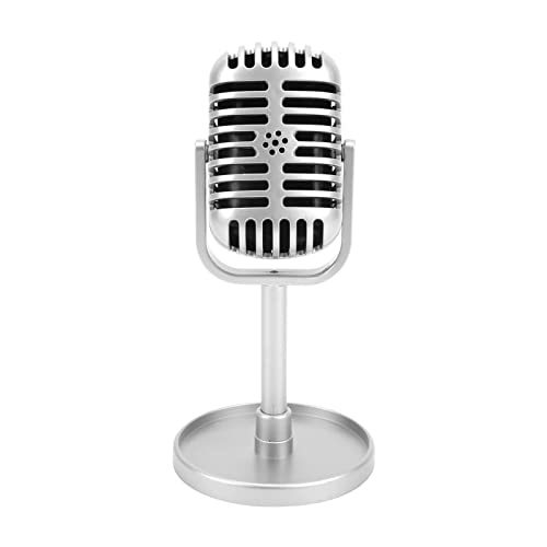 Sharainn Prop -Mikrofon, Retro -Mikrofon -Requisiten, Klassisches Prop -Mikrofonmodell, Gefälschte Mikrofon -Sprachpartyspielzeug für die Dreharbeiten Zum Tanzshows Praxis mit Mikrofonprops (SILVER) von Sharainn