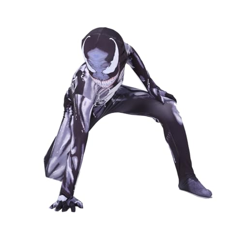 SharkBebe Jungen Kostüm Kinder Film Overall Outfit Cartoon Kostüm Lange Rollenspiele für Halloween & Cosplay Kleidung (Schwarz, 7-8 Jahre) von SharkBebe