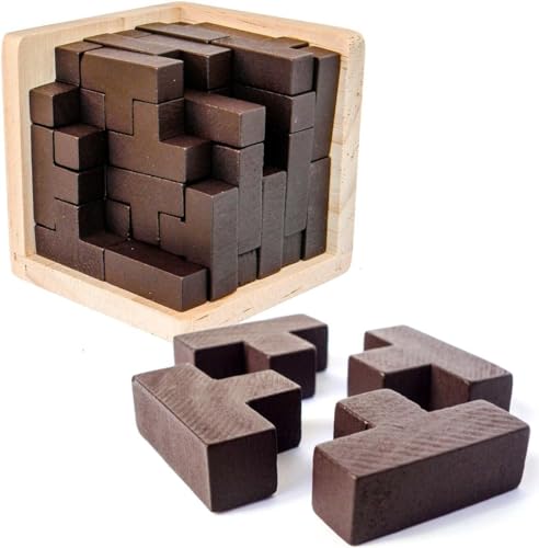 3D Denksport-Puzzle aus Holz von Sharp Brain Zone. Erzieherisches Spielzeug für Kinder und Erwachsene. Erforsche Deine Kreativität und Deine Gabe, Probleme zu Lösen. (Original) von Sharp Brain Zone