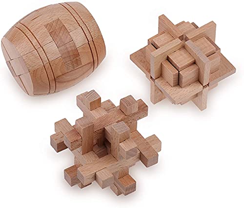 Sharp Brain Zone - 3D-Holz-Denkaufgaben-Paket (Barrel Wooden Brain Teaser) von Sharp Brain Zone