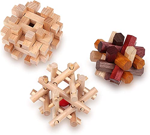 Hölzerne Rätsel Puzzle für Erwachsene & Kinder - 3D Puzzle Denkspiele, IQ, Gehirn und Logik Test - Schwere Holz Lernspielzeuge, von Sharp Brain Zone von Sharp Brain Zone