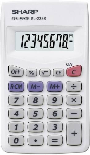 Sharp EL-233 S Taschenrechner Weiß Display (Stellen): 8 batteriebetrieben (B x H x T) 62 x 8 x 105mm von Sharp