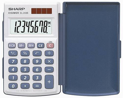 Sharp EL-243 S Taschenrechner Weiß, Blau Display (Stellen): 8solarbetrieben, batteriebetrieben (B x von Sharp