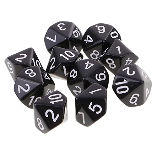 Sharplace 10-teilig Polyedrische Würfel Spielwürfel D10 Würfel Dice für Brettspiel Kartenspiel DND RPG MTG Tischspiele Rollenspiele, Schwarz von Sharplace