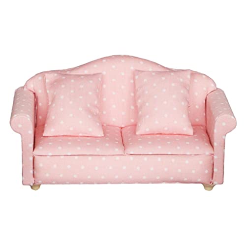 Holz SpielzeugSpielzeugpuppe Möbel Aufenthaltsraum Kit für Maßstab 1:12 Spielzeugpuppenhaus Spielhaus Holz Spielzeug Möbel Rosa Sofa mit Set Kinder Geschenk, Liebe Sitz von Sharplace