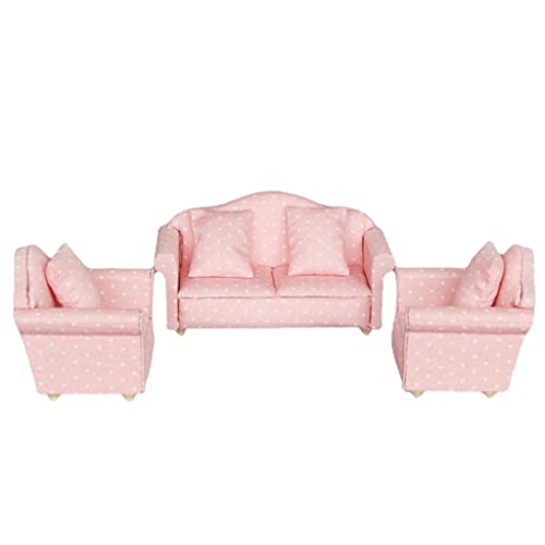 Holz SpielzeugSpielzeugpuppe Möbel Aufenthaltsraum Kit für Maßstab 1:12 Spielzeugpuppenhaus Spielhaus Holz Spielzeug Möbel Rosa Sofa mit Set Kinder Geschenk, Sofa Set Holz SpielzeugSpielzeugpuppe Möbel Aufenthaltsraum Kit für Maßstab 1:12 Spielzeugpuppenhaus Spielhaus Holz Spielzeug Möbel Rosa Sofa mit Set Kinder Geschenk, Sofa Set von Sharplace