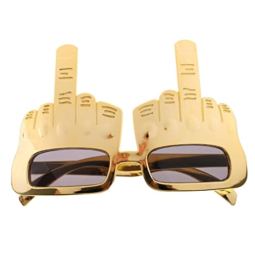 Mittelfinger Design Sonnenbrille Spaßbrillen Party Kostüm Zubehör - Gold von Sharplace