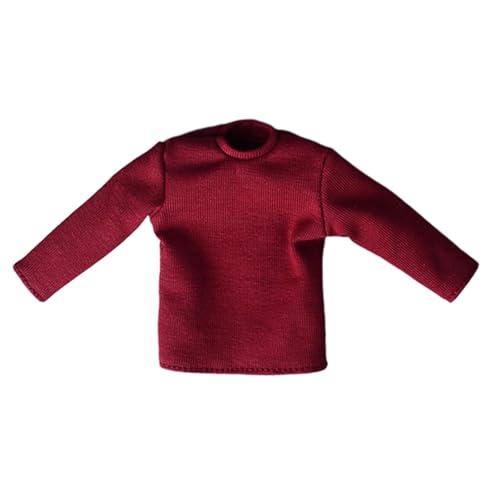 Sharplace 1/12 Langarmhemden im Maßstab, Miniatur-T-Shirts, lässiges Outfit, Kostüm für 6 Zoll männliche Actionfiguren, Körperzubehör, Kleidung, Dunkelrot von Sharplace