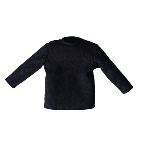 Sharplace 1/12 Langarmhemden im Maßstab, Miniatur-T-Shirts, lässiges Outfit, Kostüm für 6 Zoll männliche Actionfiguren, Körperzubehör, Kleidung, Schwarz von Sharplace
