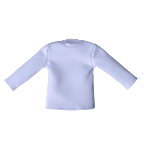 Sharplace 1/12 Langarmhemden im Maßstab, Miniatur-T-Shirts, lässiges Outfit, Kostüm für 6 Zoll männliche Actionfiguren, Körperzubehör, Kleidung, Weiß von Sharplace