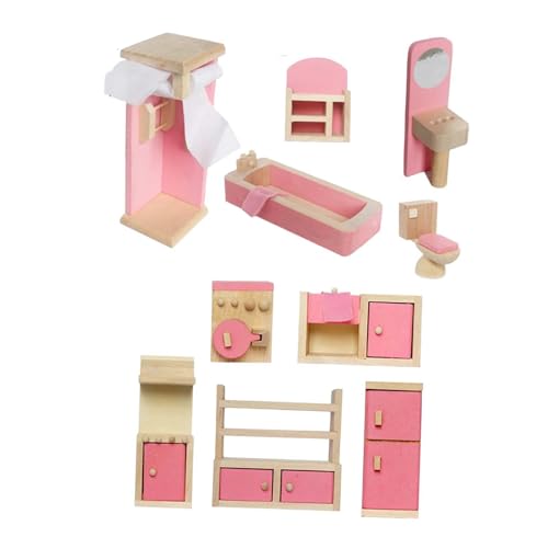 Sharplace 1/12 Puppenhaus Miniatur-Möbelset, Miniatur-Möbelspielzeug, Rollenspielspielzeug, Miniatur-Hobbybasteln, Kindergeschenke, Badezimmer Küche von Sharplace