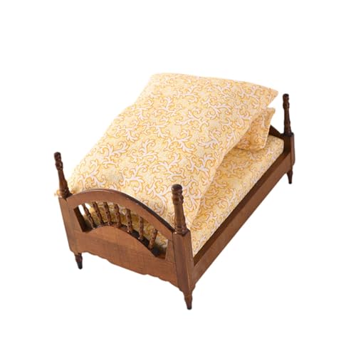 Sharplace 1/12 Puppenhausbett, Miniatur-Dekor, realistische Szenen, Zubehör, kreative Schlafzimmermöbel, Holzbett für Modellspielzeug, Puppenhaus, Braun Sharplace 1/12 Puppenhausbett, Miniatur-Dekor, realistische Szenen, Zubehör, kreative Schlafzimmermöbel, Holzbett für Modellspielzeug, Puppenhaus, Braun von Sharplace