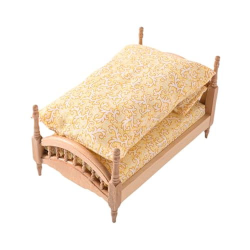 Sharplace 1/12 Puppenhausbett, Miniatur-Dekor, realistische Szenen, Zubehör, kreative Schlafzimmermöbel, Holzbett für Modellspielzeug, Puppenhaus, Holzfarbe Sharplace 1/12 Puppenhausbett, Miniatur-Dekor, realistische Szenen, Zubehör, kreative Schlafzimmermöbel, Holzbett für Modellspielzeug, Puppenhaus, Holzfarbe von Sharplace