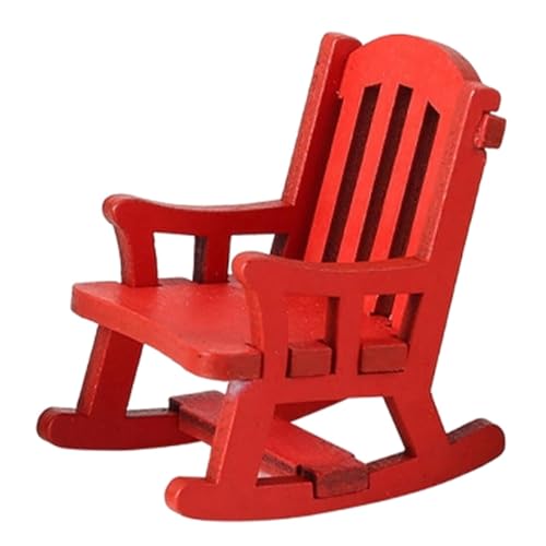 Sharplace 1/12 Schaukelstuhlmodell, Mini-Stuhlmodell mit hoher Rückenlehne, Basteln, realistisch simulierte Miniaturmöbel für DIY-Projekte, Dekoration, Rot von Sharplace
