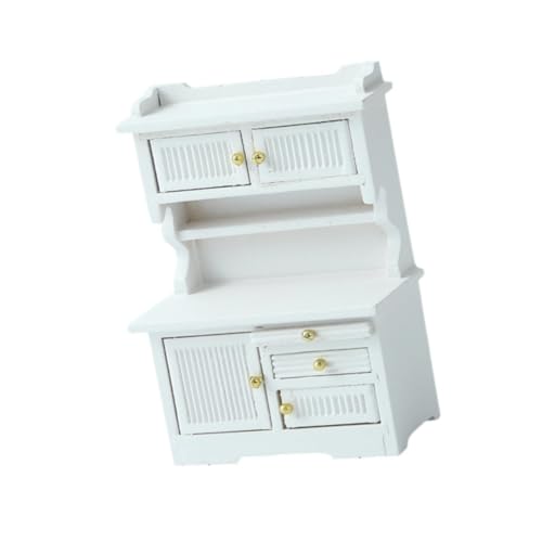 Sharplace 1/16 Dollhouse Bücherregal Miniatur Display -Rack für Wohnzimmer Stabiles Holz Glatte Oberfläche und polierter Displayschrank, Weiß von Sharplace