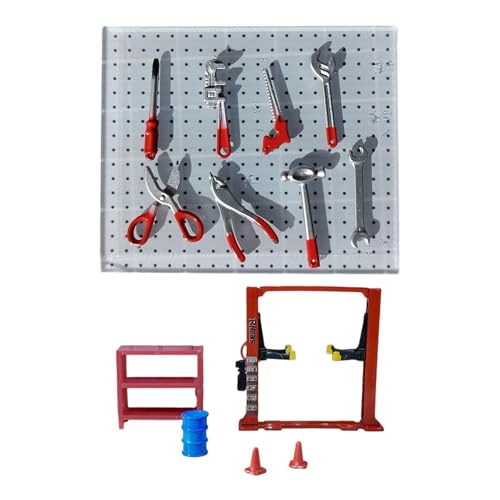 Sharplace 1/64 Diorama Garage Zeug Modell Werkstatt Reparatur Rahmen Hebebühne Simulation Display Szene Modell Ölfass 14 Teile/Satz Reparatur Werkzeuge von Sharplace