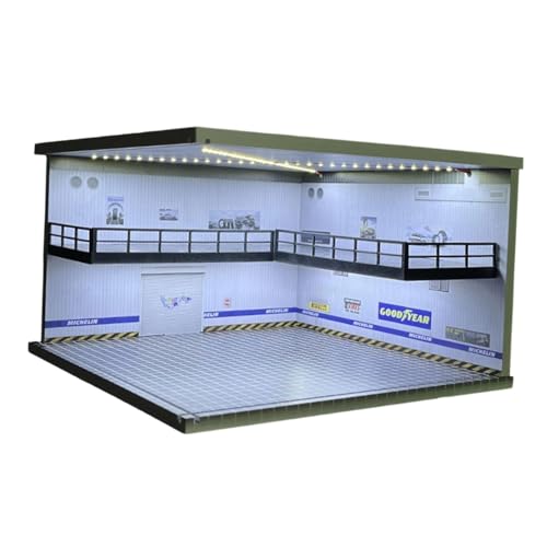 Sharplace 1/64 Parkplatz Szene Parkhaus mit Licht Doppel Schicht Ausstellung Dekorative Organizer Landschaft LED Vitrine, Style A von Sharplace
