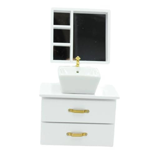 Sharplace 1:12 Miniatur Badezimmer Waschbecken Schrank Spiegel, Puppenhaus Waschbecken Schrank Modell Puppenhaus Dekoration Spielzeug für Kind, Weiß Sharplace 1:12 Miniatur Badezimmer Waschbecken Schrank Spiegel, Puppenhaus Waschbecken Schrank Modell Puppenhaus Dekoration Spielzeug für Kind, Weiß von Sharplace